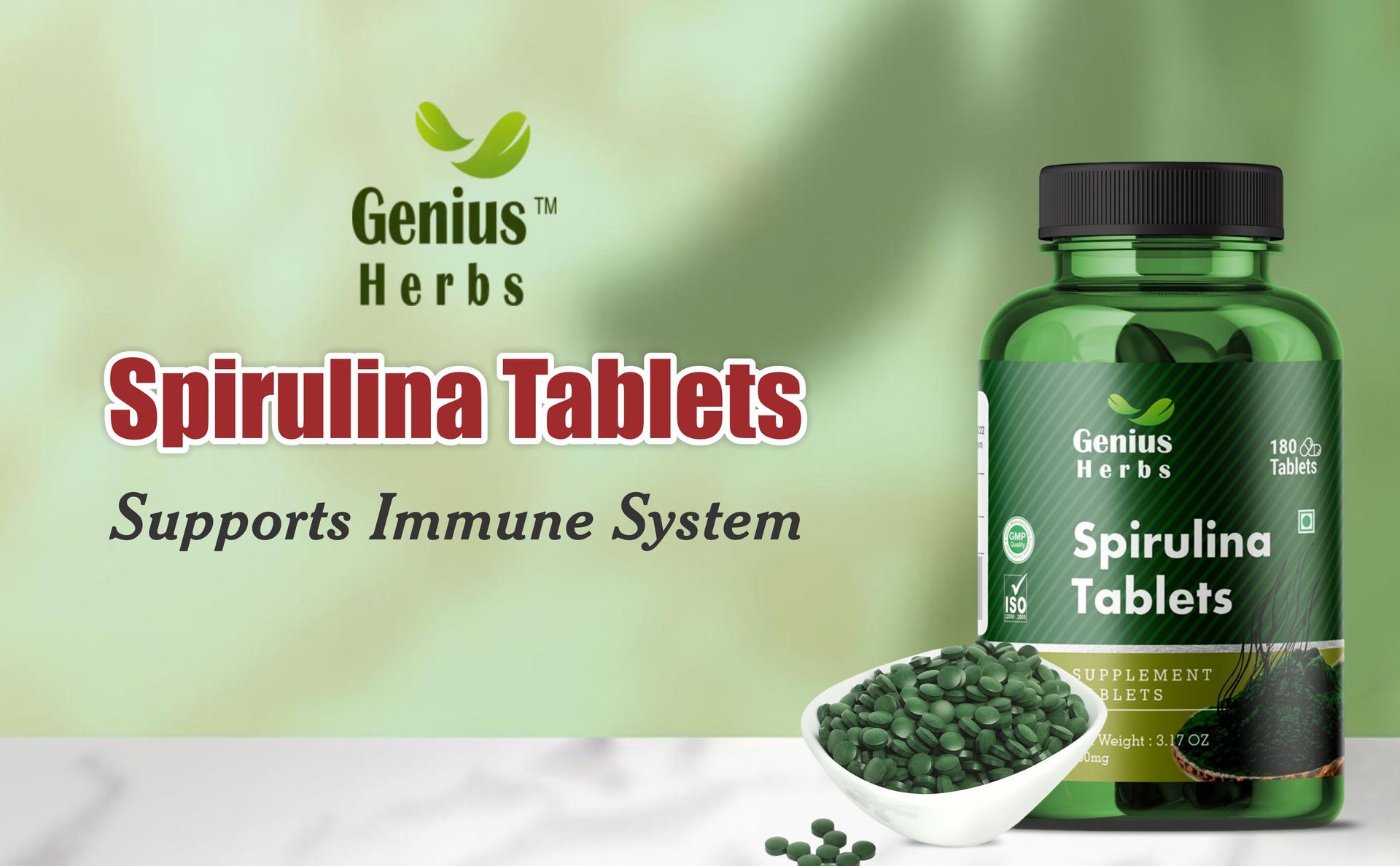 Spirulina Tablets 500mg (2000mg Daily Serving) – 120 Tablets (30 Days Supply, Pack of 1) | Natural Algae Superfood Supplement | Supports Immunity, Energy & Detox | Vegan, Non-GMO