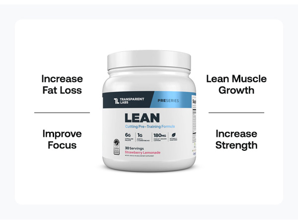 Transparent Labs Lean Pre-Workout - Body Recomposition Pre Workout for Men and Women with Acetyl L-Carnitine, Beta Alanine Powder, & PurCaf Organic Caffeine Powder - 30 Servings, Blue Raspberry