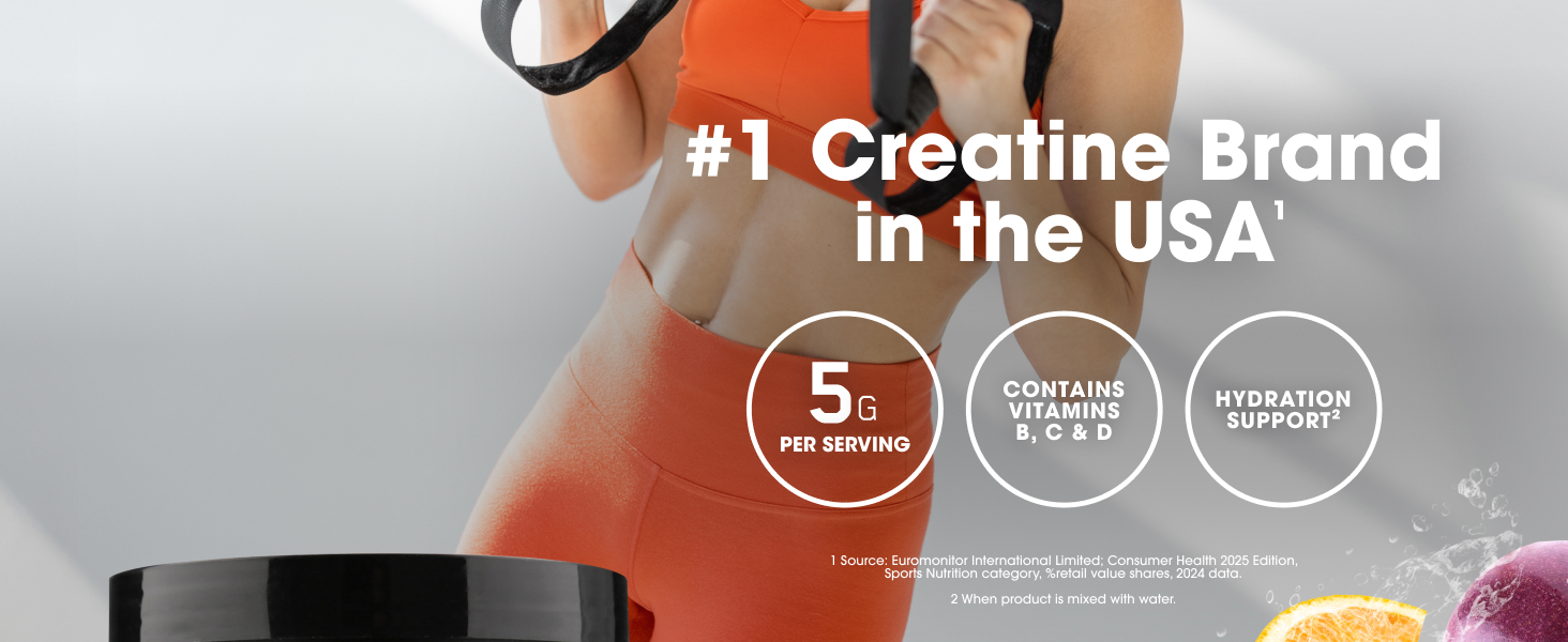Optimum Nutrition Creatine Plus Powder, Orange Passionfruit, 0.79 LB