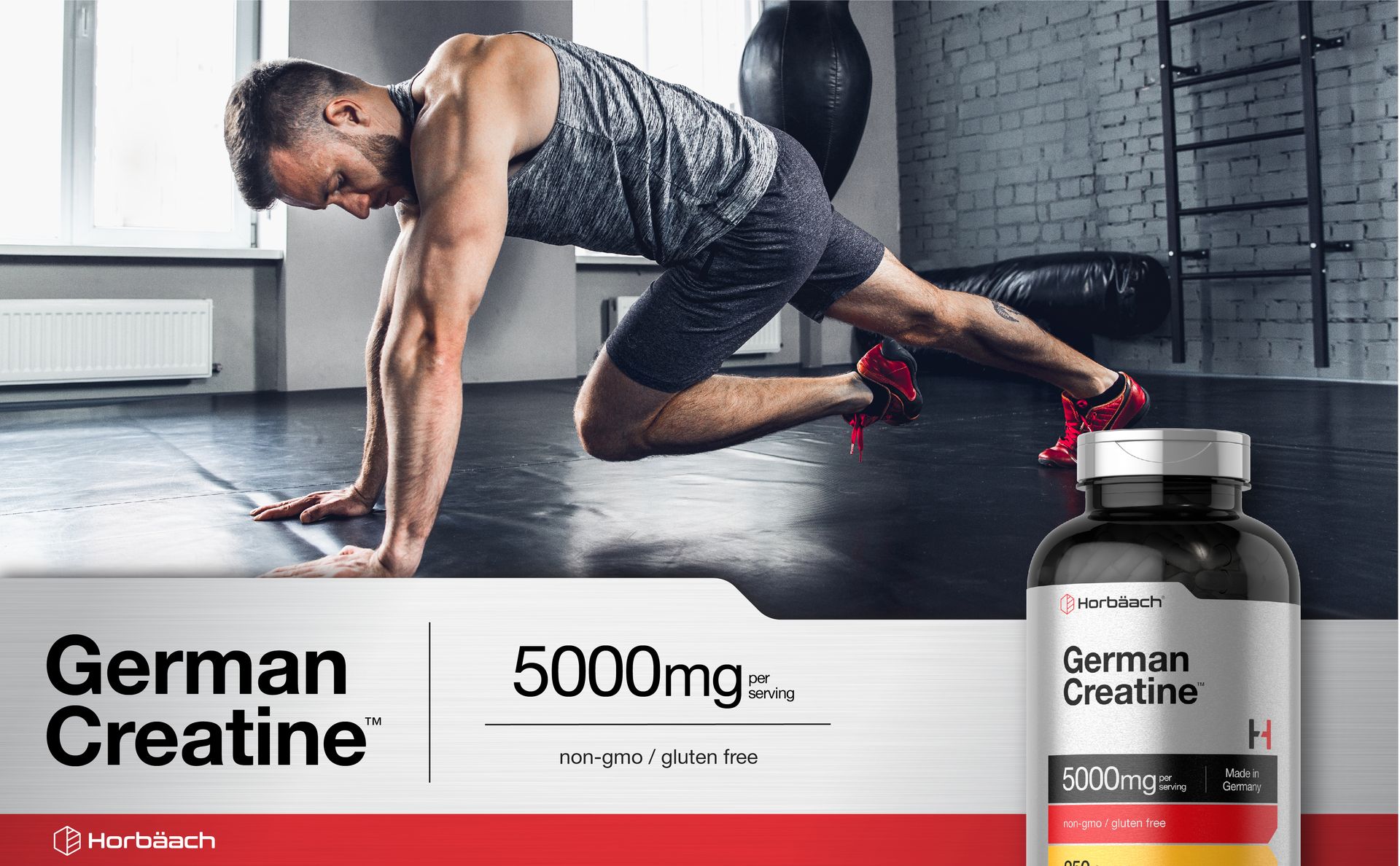 Horbaach German Creatine Monohydrate | 5000mg | 250 Powder Capsules