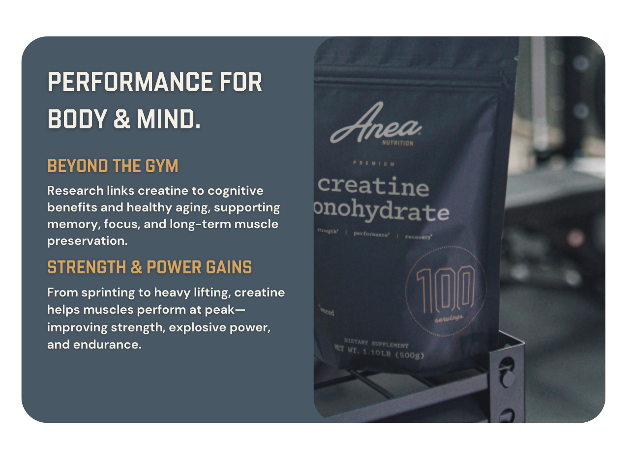 Anea Creatine Monohydrate, Micronized, Creapure, Unflavored, 100 Servings