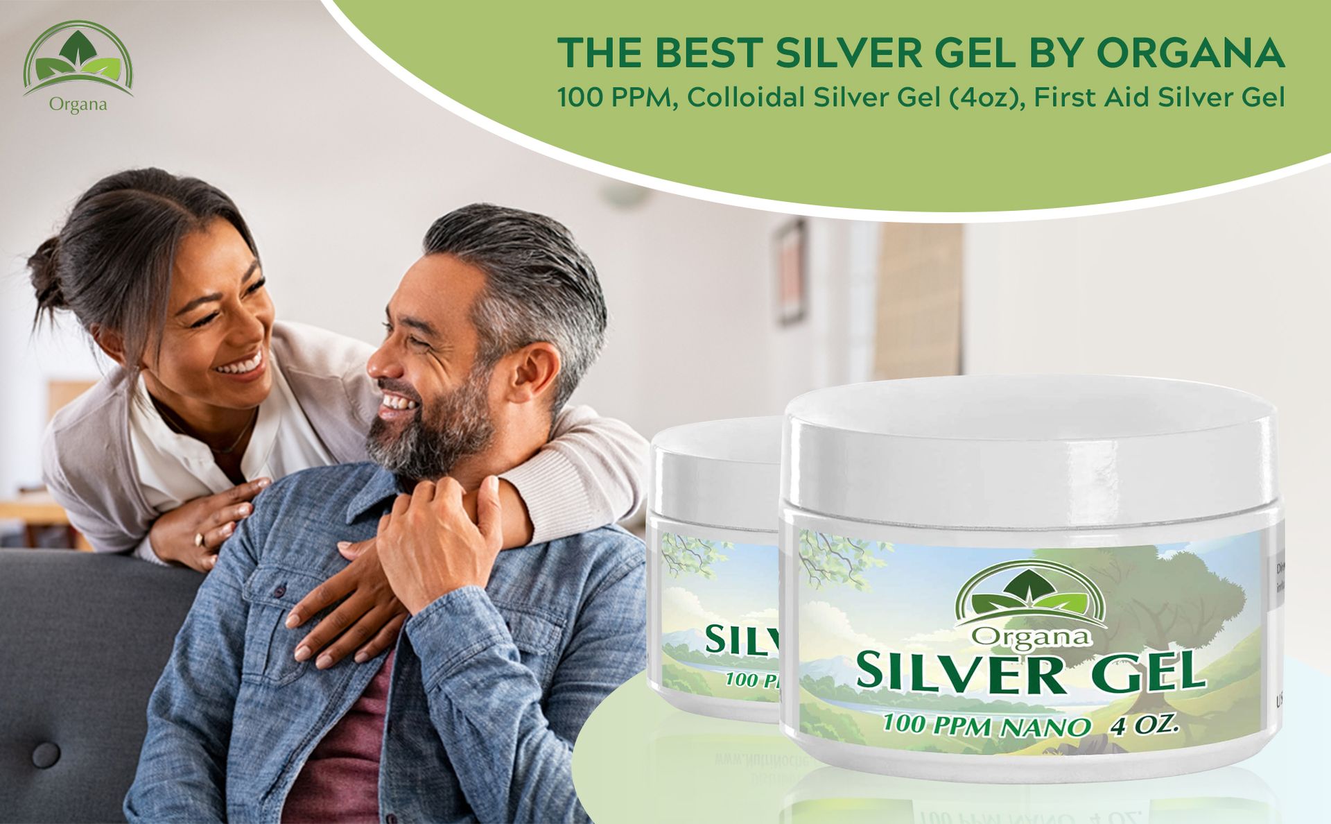 Organa Nano Silver Gel - Advanced Colloidal Silver Skin Cream - Wound Care & First Aid Gel Soothing Topical Ointment for Burns, Razor Burn and Sunburn Irritations - Unscented 4 Oz Jar