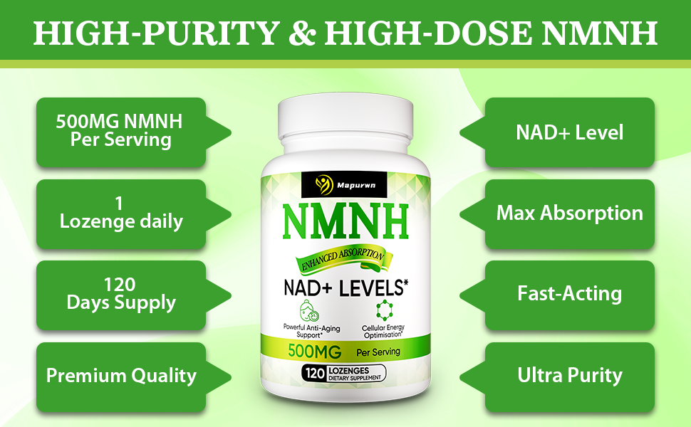 NMN, NMN Supplement, NMNH (Dihydronicotinamide Mononucleotide), 120 Count