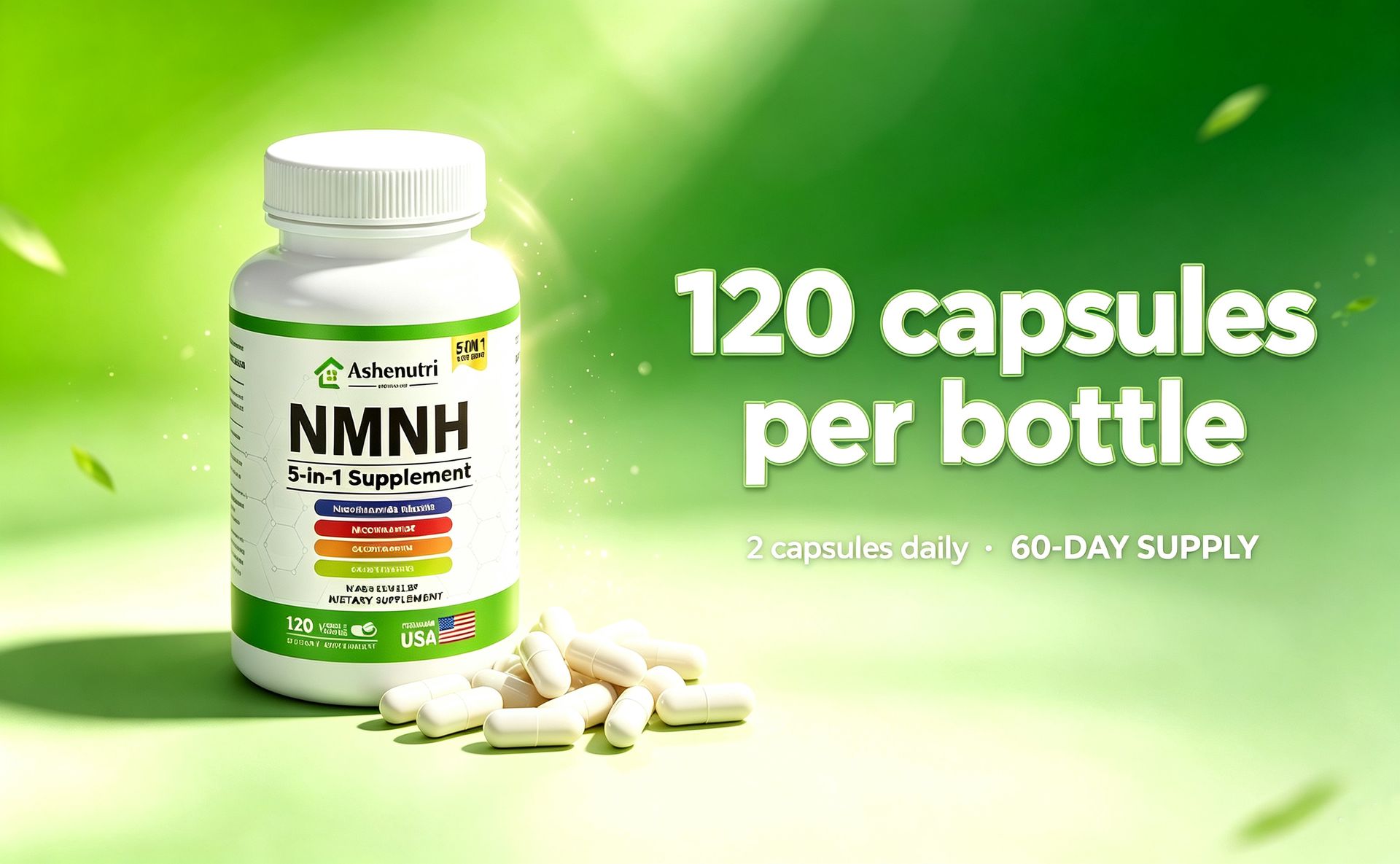 NMNH Supplement (Dihydronicotinamide Mononucleotide), NMN Alternative Supplement w/Niacinamide (Vitamin B3), Quercetin, Trans-Resveratrol, Support NAD+, Skin Cell Health*, Aging & Energy, 120 Capsules