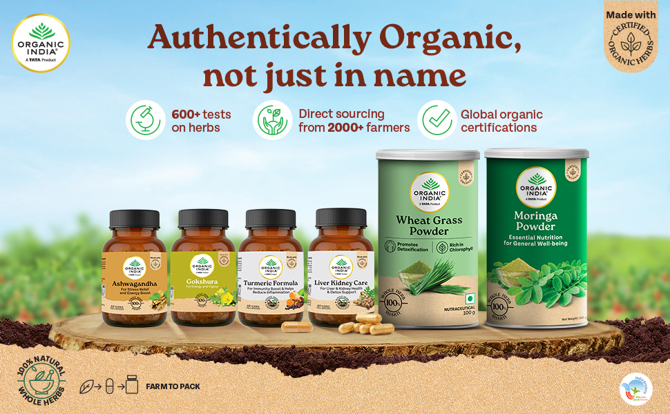 A TATA Product - Organic India Spirulina - 120 Tablets, Natural Amino Acids, Protein Powerhouse, Plant-Based Superfood, For Hair, Skin, Nails & Overall Health