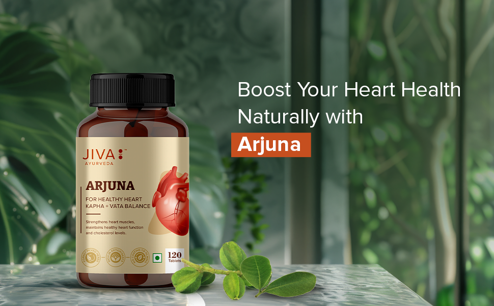 Jiva Arjuna Tablets (120 Tablets) | Ayurvedic Heart Health Support | Helps Manage Blood Pressure & Cholesterol | Made from Arjun Ki Chaal | No Added Fillers or Chemicals | pack of 1