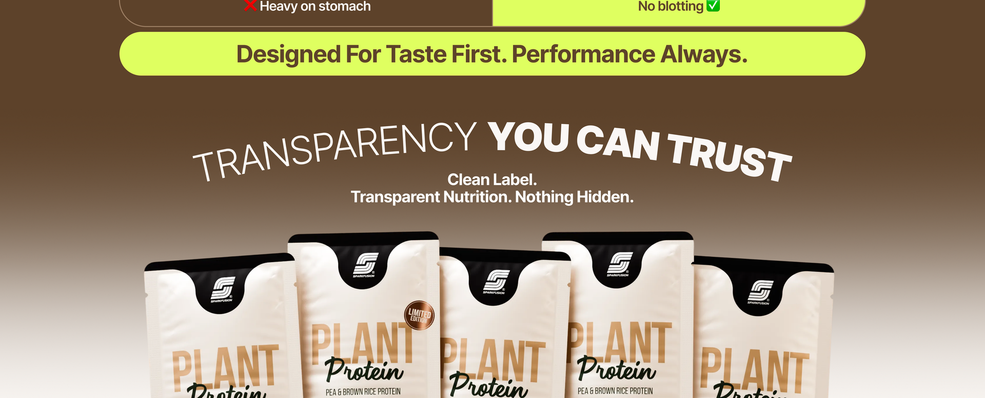 Sparkfusion Plant Protein Powder Isolated Pea & Brown Rice Protein 25 gm Protein Easy To Digest Triple|Chocolate Flavour 1 kg