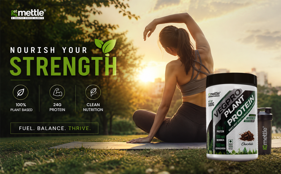 Getmymettle VegPro Vegan Plant Protein Powder | Protein 24g per scoop | Pea Protein Isolate with Digestive Enzyms | Low Carbs (1kg, Sunshine Mango)