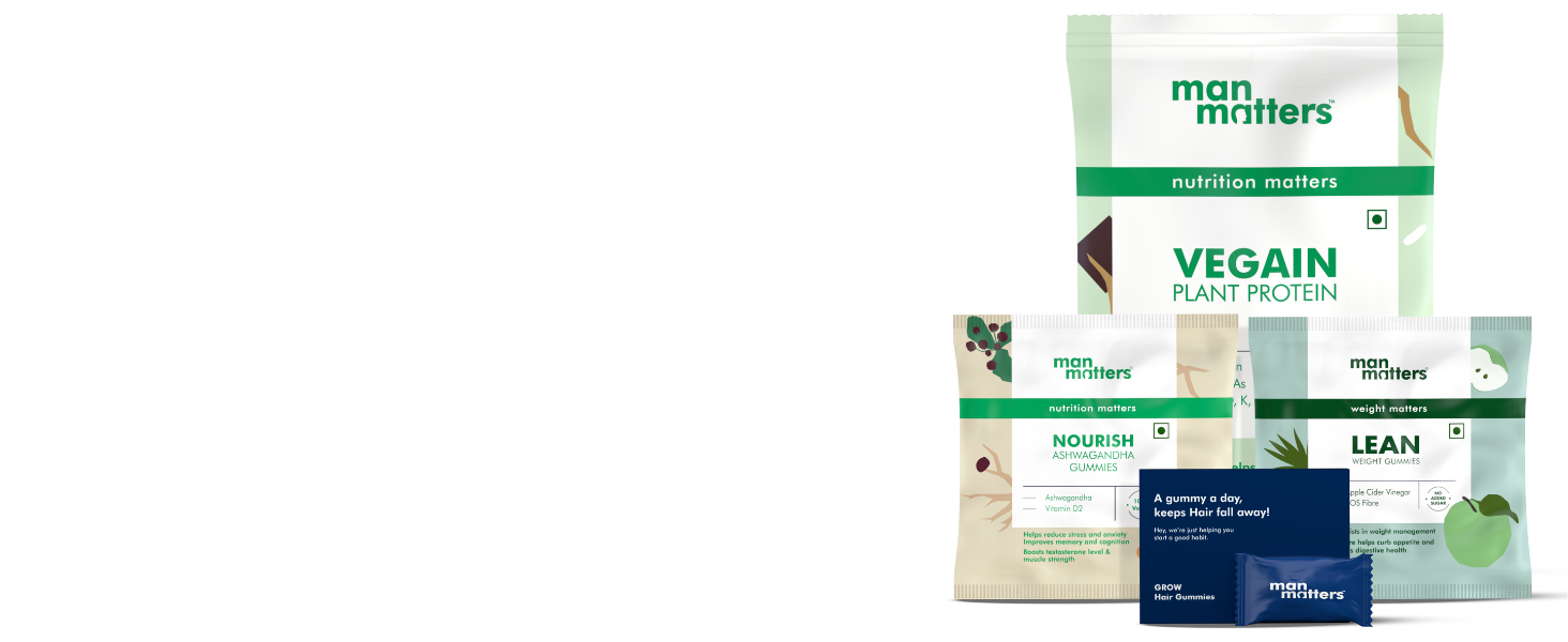 Man Matters VEGAIN Plant Protein Powder for Men | 100% Vegetarian | Made with Pea, Brown Rice, Moong Bean and Whole Algae | Gluten Free, Dairy Free & Soy Free | 500 grams