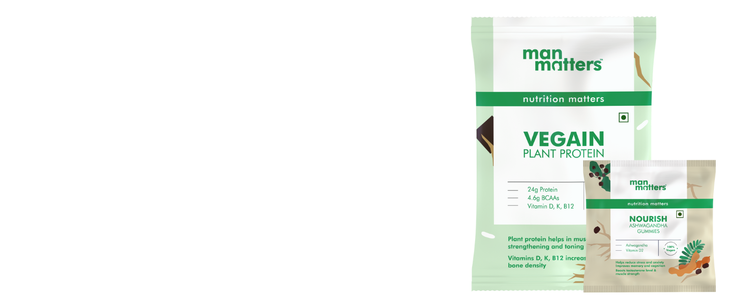 Man Matters VEGAIN Plant Protein Powder for Men | 100% Vegetarian | Made with Pea, Brown Rice, Moong Bean and Whole Algae | Gluten Free, Dairy Free & Soy Free | 500 grams
