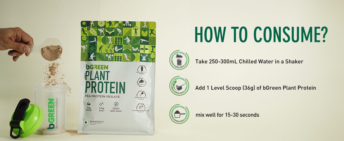 bGREEN Plant Protein Powder, Chocolate,1kg
