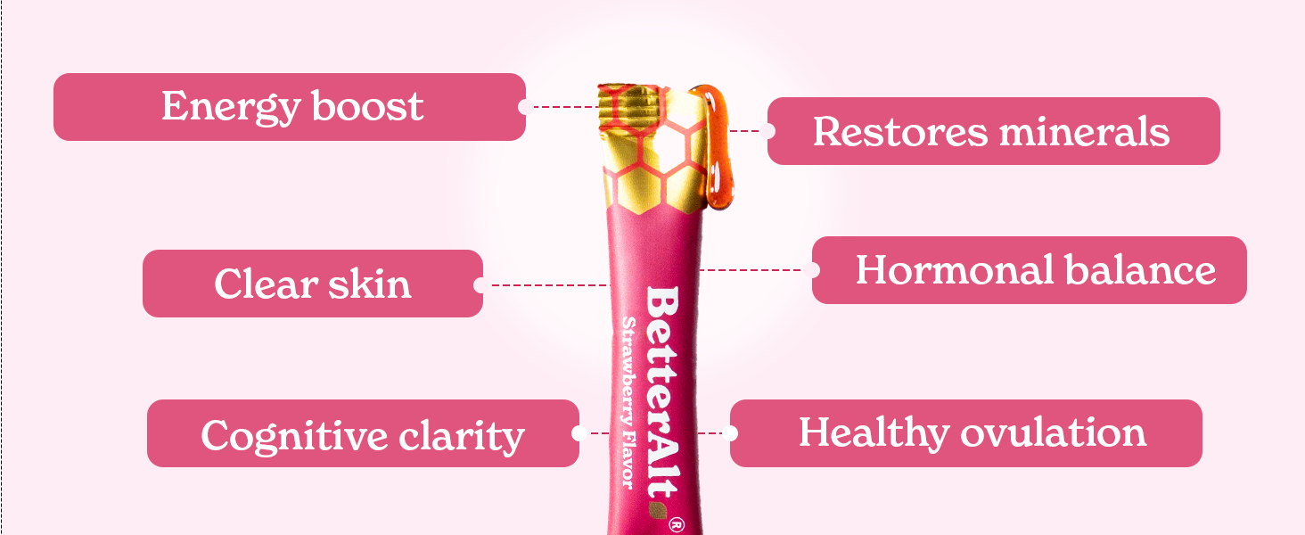 BetterAlt SHE-Lajit Strawberry Honeysticks|Shilajit for Women with Shatavari & Saffron for hormonal Balance & Energy Boost|Tasty sticks with Goodness of Pure Himalayan Shilajit| 30 Sticks