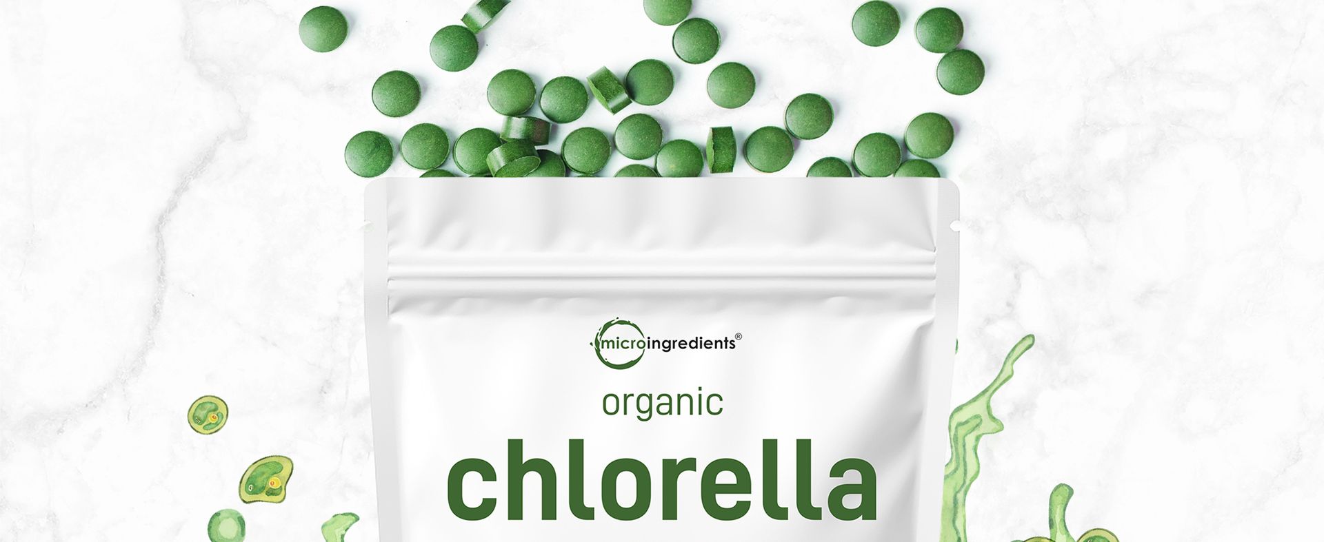 Organic Chlorella Tablets, 500mg Per Tablet, 720 Tabs (360 Grams), 4 Months Supply, Broken Cell Wall, Rich in Vegan Protein & Vitamins, No Filler, No Additives & Non-GMO | Pure Green Algae Superfood