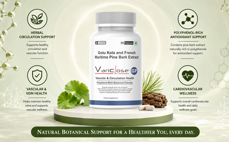 GP (LeeWell) Gotu Kola & French Maritime Pine Bark Extract,Arterial Support, Blood Pressure Support, Heart Health, Herbal Circulation & Veins Supplement- 60 Caps