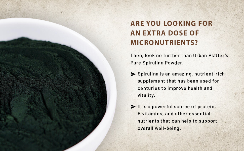 Urban Platter Pure Spirulina Powder, 300g (Naturally Nutrient-Dense | Supports Energy, Immunity & Detox | Rich in Protein & Iron)