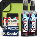 Koala Eyeglass Lens Cleaner Spray Kit Silencio (2x) Glasses Cleaner Bottle + (2x) Microfiber Cloth ANTE Alcohol Free Eyeglasses, Screen, and Camera Cleaning Kit ← Made in USA (4 Piece Set)