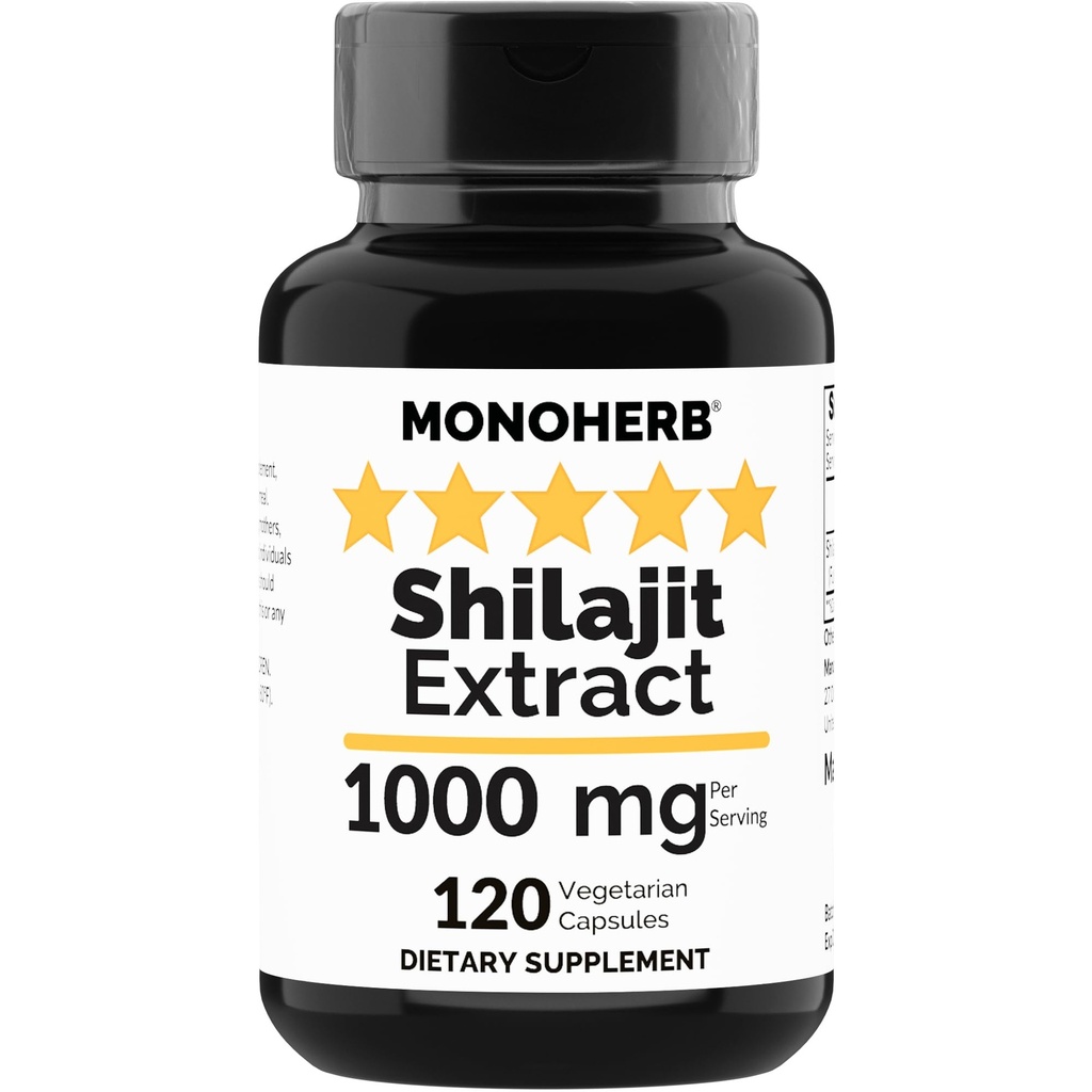 MONOHERB Shilajit Extract 1000 mg - 120 Vegetarian Capsules