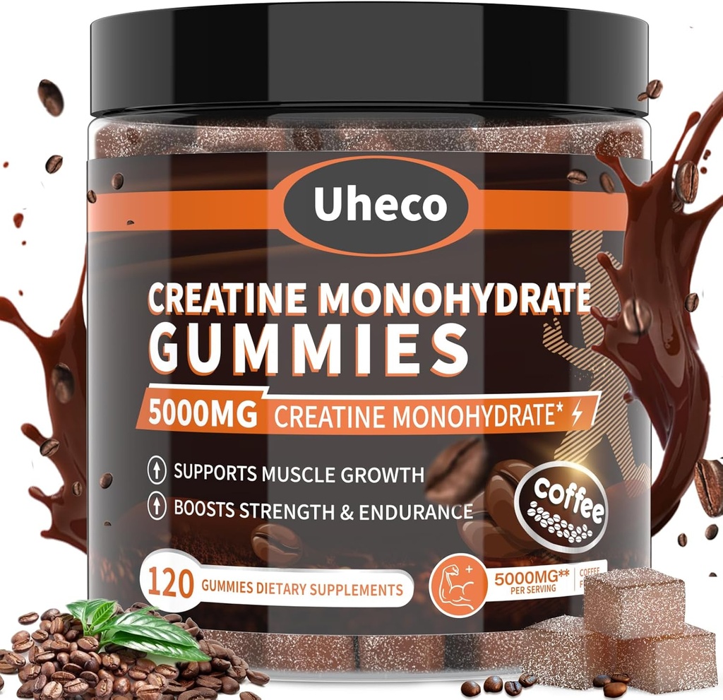 Café Flavor Creatina Monohydrate Gummies 5000mg para Hombres &amp; Mujeres,Contiene L-Taurina + Vitamina B12, Betaine, L-Citrulline para la fuerza muscular, Mejorar la resistencia del ejercicio -116 Con
