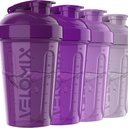 VELOMIX -4 PACK- 20 OZ Protein Shaker Botellas para Mezclas de Proteína, Copas de Shaker para Shakes de Proteína, Pequeño Pack de Botellas Shaker, Copa Shaker, Shakers for protein Shakes (Purple Bloom)