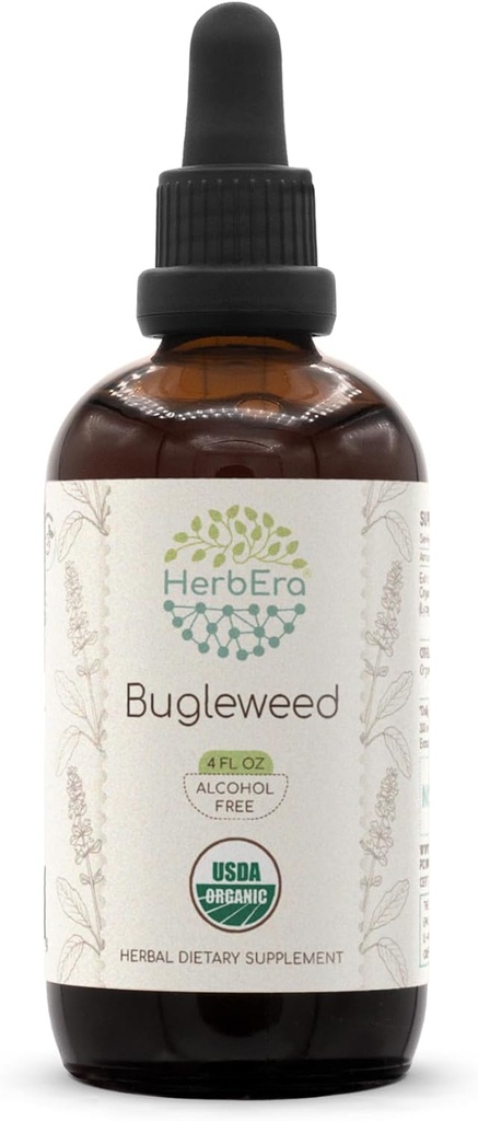 HerbEra Bugleweed B120 USDA Organic Tincture ← Extracto libre de alcohol, gotas herbales de alta potencia tención Certified Organic Bugleweed (Ze LAN, Lycopus Virginicus) Dried Herb (4 fl oz)