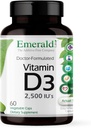 EMERALD LABS Vitamina D3 2,500 UI - Soportes Huesos, Dientes, Musculo, Corazón &amp; Salud Inmunitaria - Suplemento dietético Premium - 60 cápsulas vegetales (60-Day Supply)