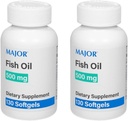 MAJOR Fish Oil 500mg Softgels - Omega-3 Fish Oil Suplemento - Suplemento dietético - 130 Conde (2 Pack)