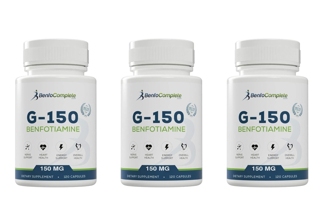 Benfotiamine 150Mg 120 Gelatin Capsules Por Botella - Pack de 3 Botellas