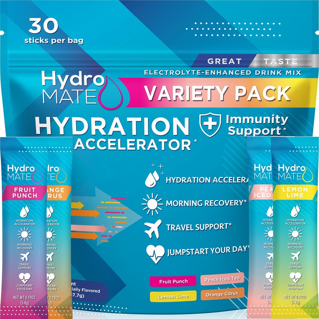 Empaquetadura de hidración de paquetes de hidración de polvo de electrolitos HydroMATE 30 cuenta