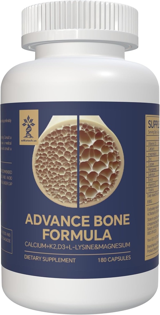 Más fuerte vitaminas y suplemento Fórmula avanzada con nutrientes esenciales, incluyendo vitamina D3, calcio, magnesio, zinc, cobre, manganeso, selenio, hierro, vitamina K2 MK7, y L-Lysine
