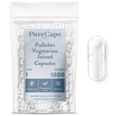 PureCaps USA - Empty Vegetarian Vegan Pullulan Pill Capsules Size 1 | 1,000 Joined Pills| Clear| Non-GMO Certified | SLS, Gluten, Preservative Free