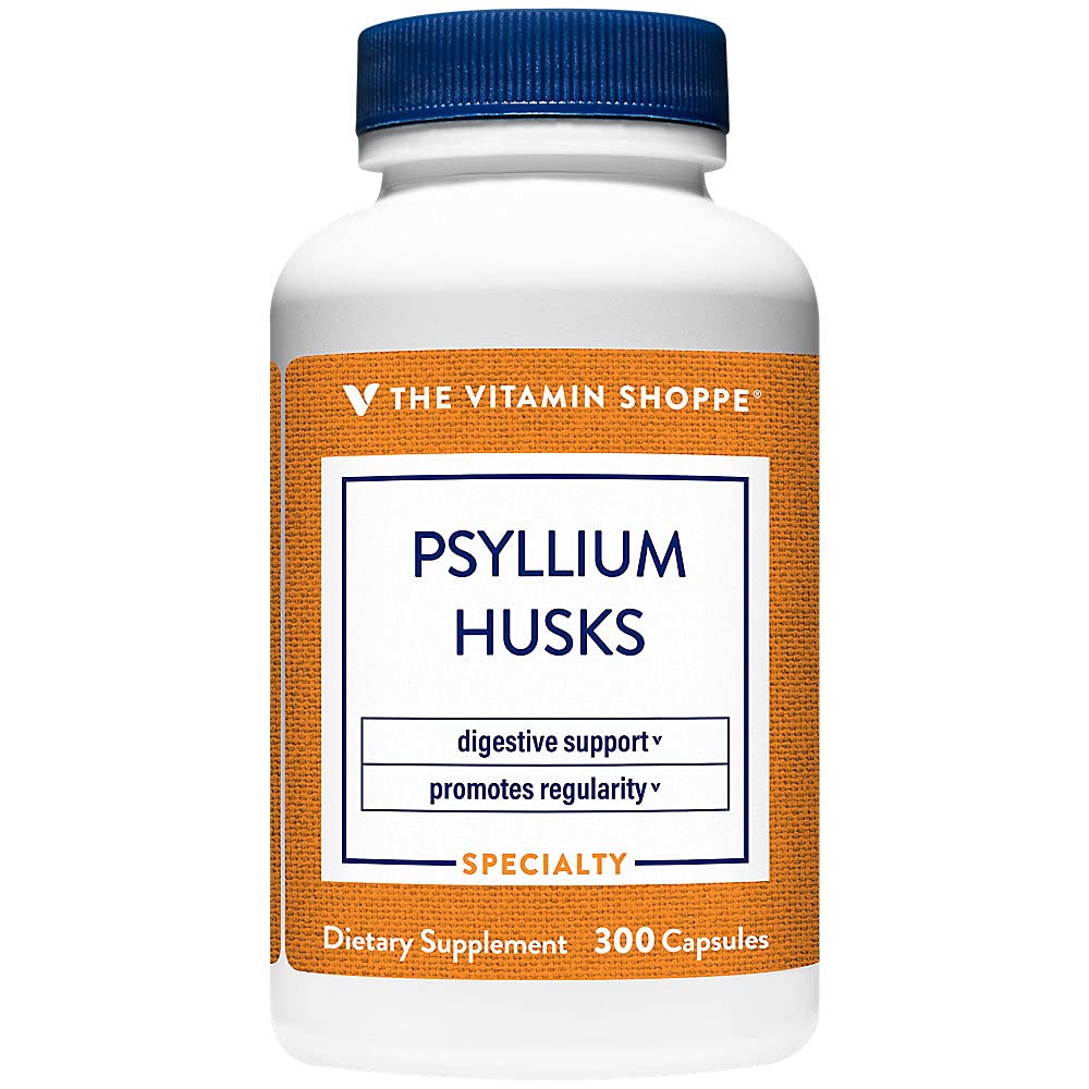 La vitamina Shoppe Psyllium Husks – Plantago Ovata Fiber Supplement That Supports Regularity & Healthy Cholesterol, 840 mg por Serving - Gluten Free (300 cápsulas)