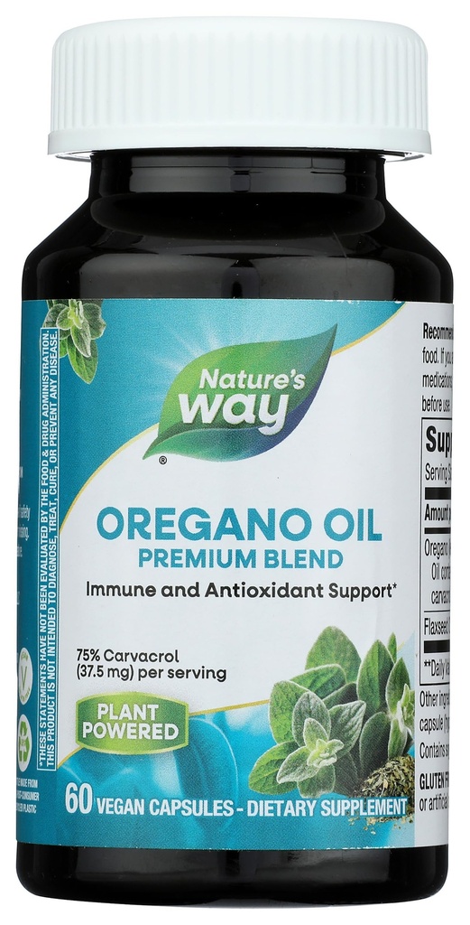 Natural Way Oregano Oil, Immune and Antioxidant Support Supplement,* 75-85% Carvacrol per Serving, Gluten Free, 60 Vegan Capsules