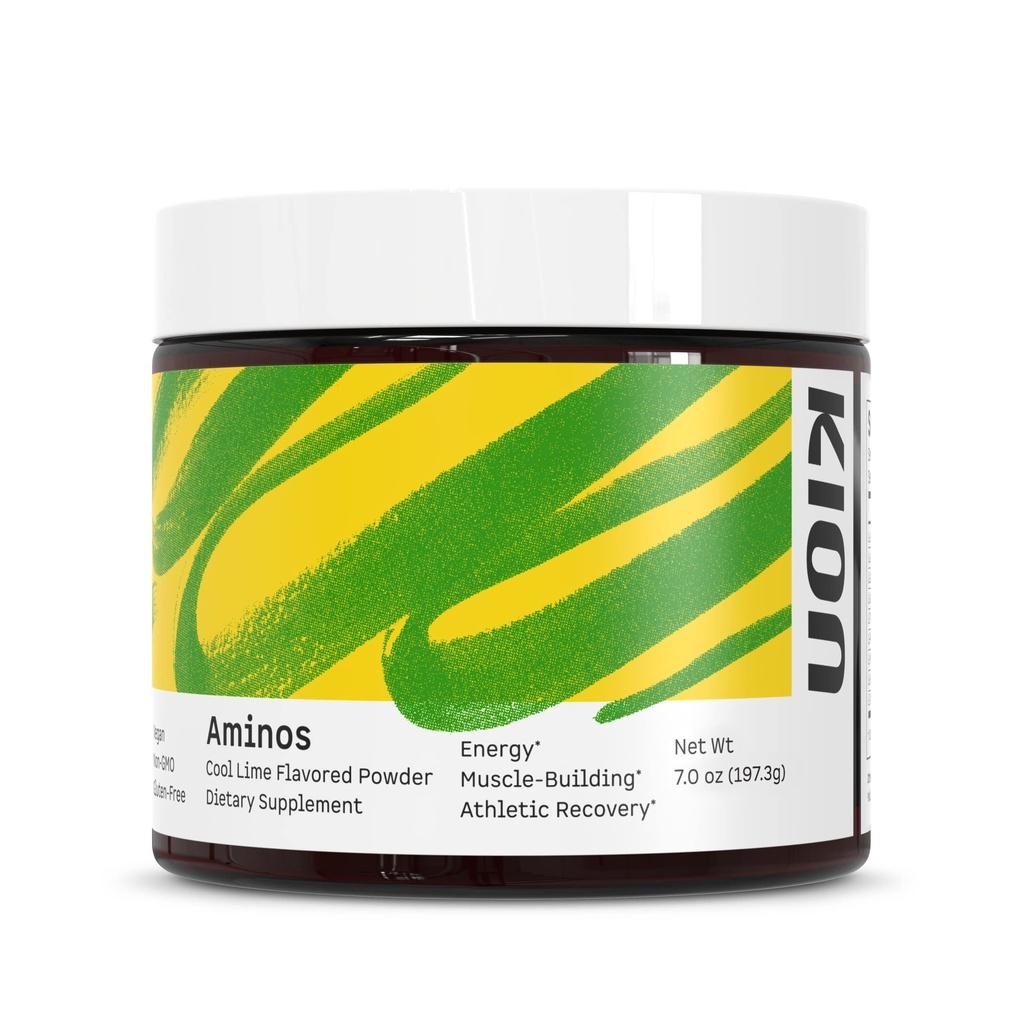 Kion Aminos Essential Amino Acids Supplement - Amino Acid Powder, Amino Energy Powder, Essential Energy Without Caffeine, Essential Amino Acids, BCAA EAA - 30 Servings, Cool Lime