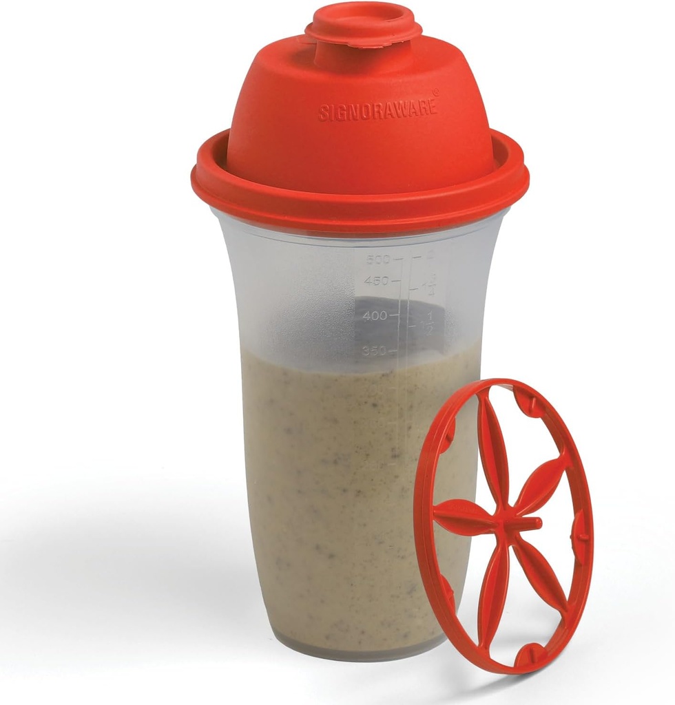 SIGNORA WARE Shaker Bottles TENIDO 17-Once Plastic Protein Shake Bottle for Meal Replacement Shakes " Smoothies, Beverages, Mixing Salad Dressing " Sauces, Margarita, " More
