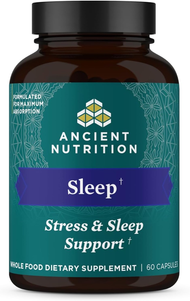 Ashwagandha de nutrición antigua para el apoyo al sueño, para estrés y apoyo al sueño, promueve la relajación mental, libre de gluten, paleo y Keto Friendly, 60 cápsulas