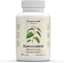 Resveratrol 600mg - Vegan - Non-GMO - Asistencia Salud cardiovascular y envejecimiento saludable - Rico en antioxidantes - 60 cápsulas vegetales