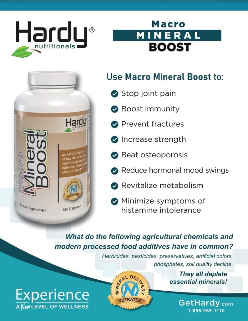 Macro Mineral Boost - High Intensity Calcium Supplement for Bone & Teeth Health with Vitamin C, D, K, Calcium, Phosphorus, and Magnesium, Ultra Absorbable