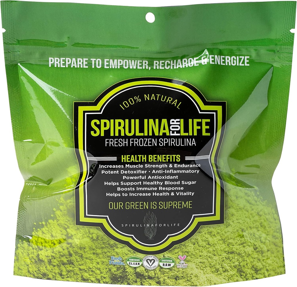 Spirulina 14 Stick Pack Day Supply Live Flash Frozen 100% Pure Grown in Alkaline Water Grown, Harvested and The USA Most Complete Super Food Natural Multivitamin