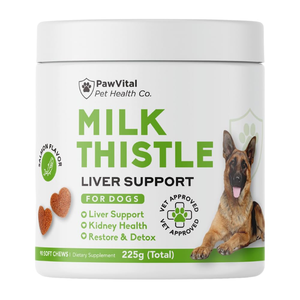 Leche Thistle for Dogs - Max Strength Liver Support Chews, Wild Alaskan Salmon Oil " Curcumin - Kidney Detox " Hepatic Support Chews Made with Real Chicken, Choline " NAC