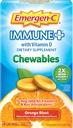 Emergen-C Immune+ Chewables 1000mg Vitamina C Tablet, con vitamina D, Immune Support Suplemento dietético para la inmunidad, Orange Blast Flavor - 14 Cuenta