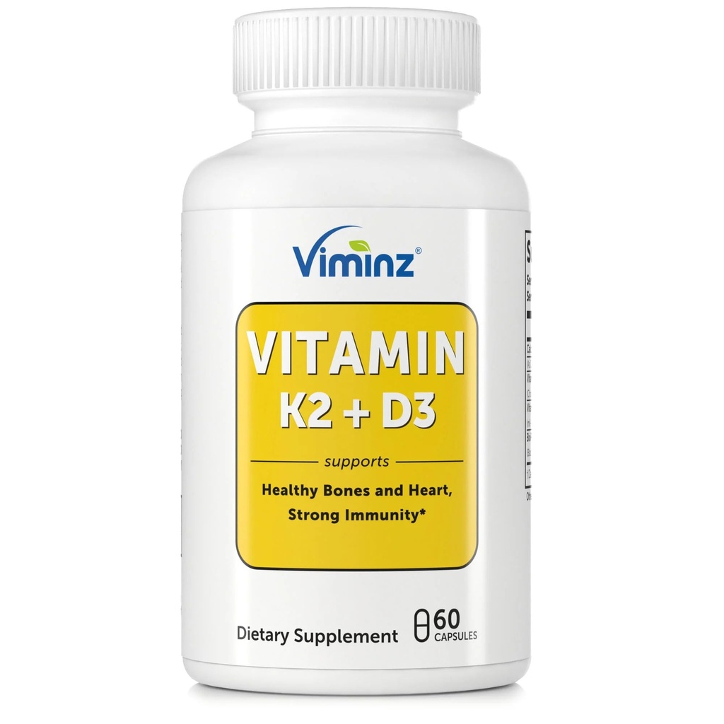 Vitamina D3/K2-5,000 UI (125 mcg) - 60 cápsulas - Soportes Huesos saludables & Corazón, Fuerte inmunidad
