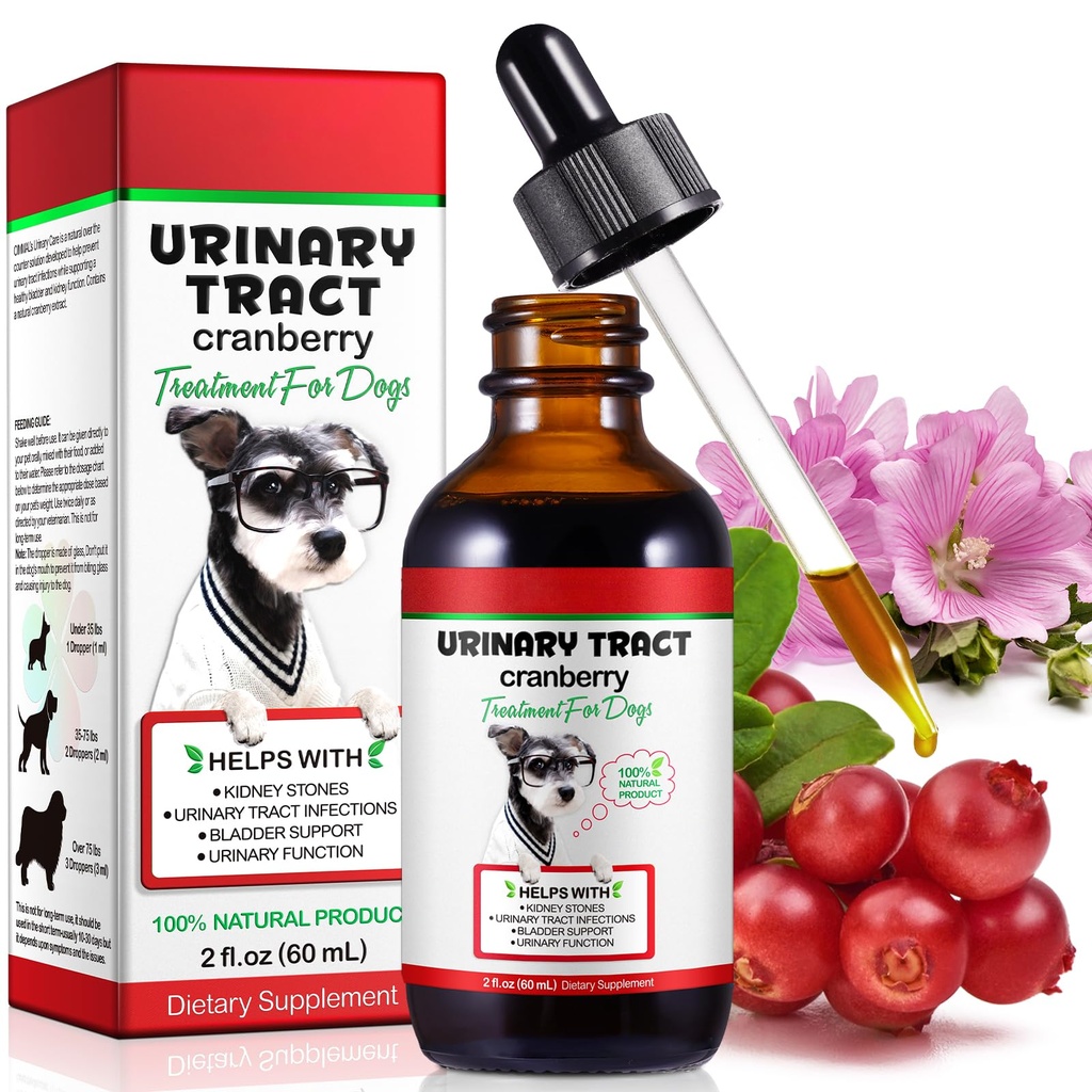 Urinary Tract for Dogs, Dog Urinary Tract Infection Treatment with Cranberry Supports Urinary Tract & Bladder, Supports Kidney Stone & Dog UTI, Pet Supplement Cranberry Supplement for Dogs - 60 ml