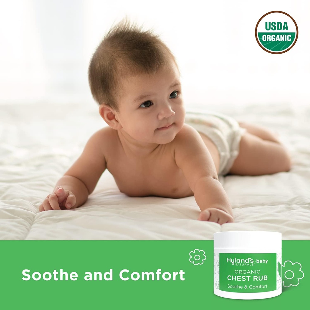 Hiland's Baby Organic Chest Rub, Soothe and Comfort, with Organic Lavender, Peppermint, and Chamomile Flower Oil, Safe and Gentle, Dermatologist Tested, 1.76 Oz, Infant (Pack of 2)
