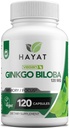 HAYAT Vitaminas Vegan Ginkgo Biloba - Extra Strength 500 MG por Serving, soporta Función cerebral &amp; Memory Support, Certified Halal, 120 Capsules, Made in The USA