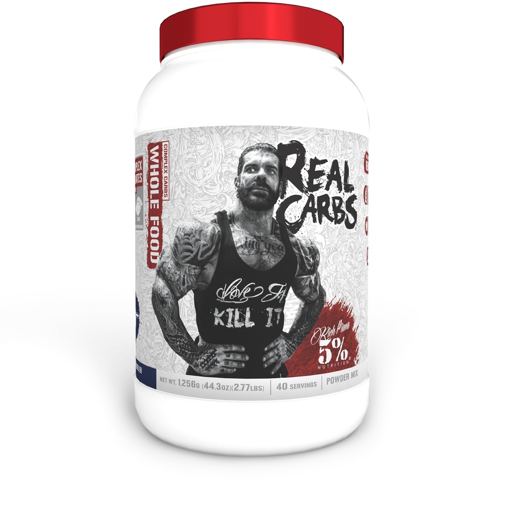 5% Nutrition Rich Piana Real Carbs with Real Food Complex Carb Powder, Long-Lasting Low Glycemic Energy for Pre-Workout/Post-Workout Recovery Meal, 2.8 lb, 40 Servings (Blueberry Cobbler)