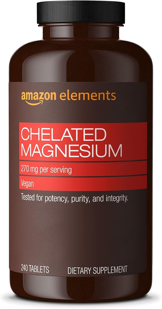 Elementos - Magnesio Chelatado, 240 comprimidos, 270 mg por Serving, como Chelato Glycinate de Magnesio, Vegan