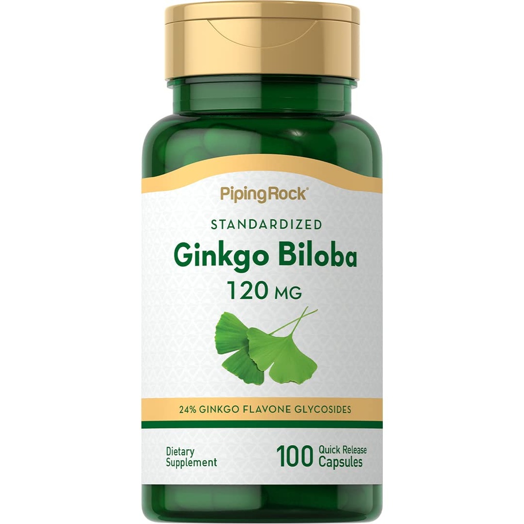 Piping Rock Ginkgo Biloba Suplementos 120mg Ø 100 Capsules ¦ Standardized Extract Silencio Non-GMO, Gluten Free