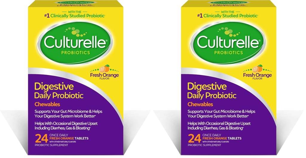 Cultura Salud Digestiva Daily Probiotic-Chewables,Probiótico para hombres &amp; mujeres,Lo más estudiado clínicamente Probiotic-Strain,10 Billones CFUs,Apoyos Diarrea Ocasional,Gas,Bloating, 24 Conde (Pack of 2)