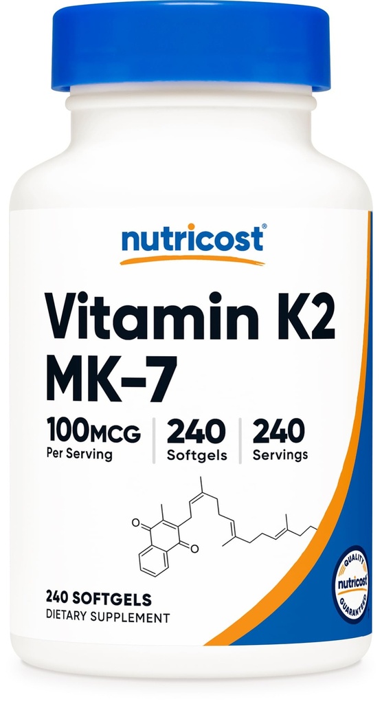 Nutricost Vitamina K2 MK-7 100 mcg, 240 Softgels - Gluten Free and Non-GMO MK7
