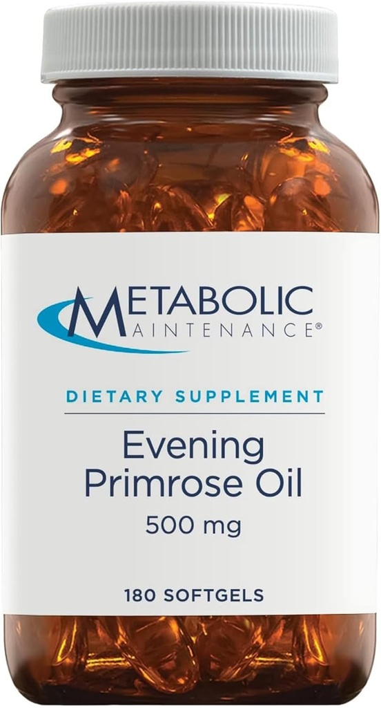 Mantenimiento metabólico Pasteles de aceite Primrose - 500 Milligrams, GLA prensado frío + LA (180 Softgels)